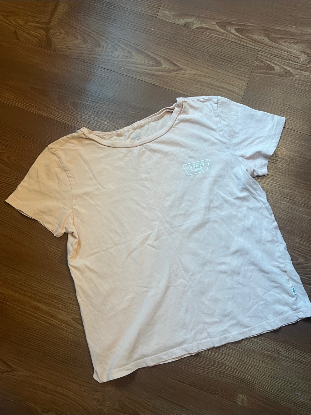 Vans Women's Short Sleeve Tee in Pale Pink with Small Chest Logo